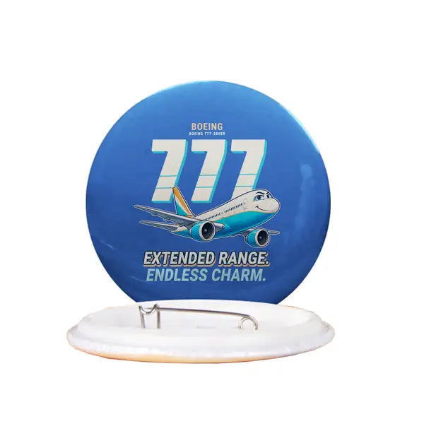 Boeing 777-200ER - Cartoon - Pin - Blue
