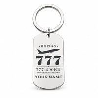 Thumbnail for Boeing 777-200ER - Key Chain - Heritage + Name - Silver