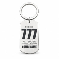 Thumbnail for Boeing 777-200ER - Key Chain - Tag + Name - Silver