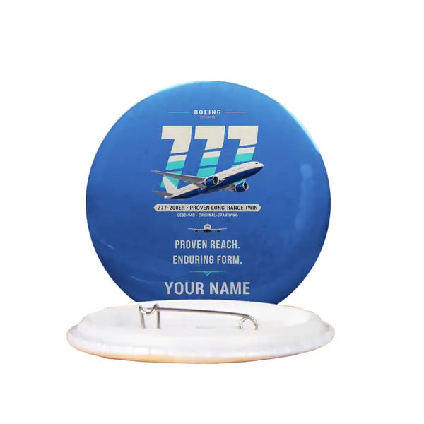 Boeing 777-200ER - Original + Name - Pin - Blue