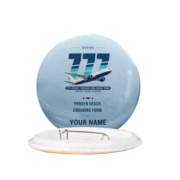 Boeing 777-200ER - Original + Name - Pin - Light Blue