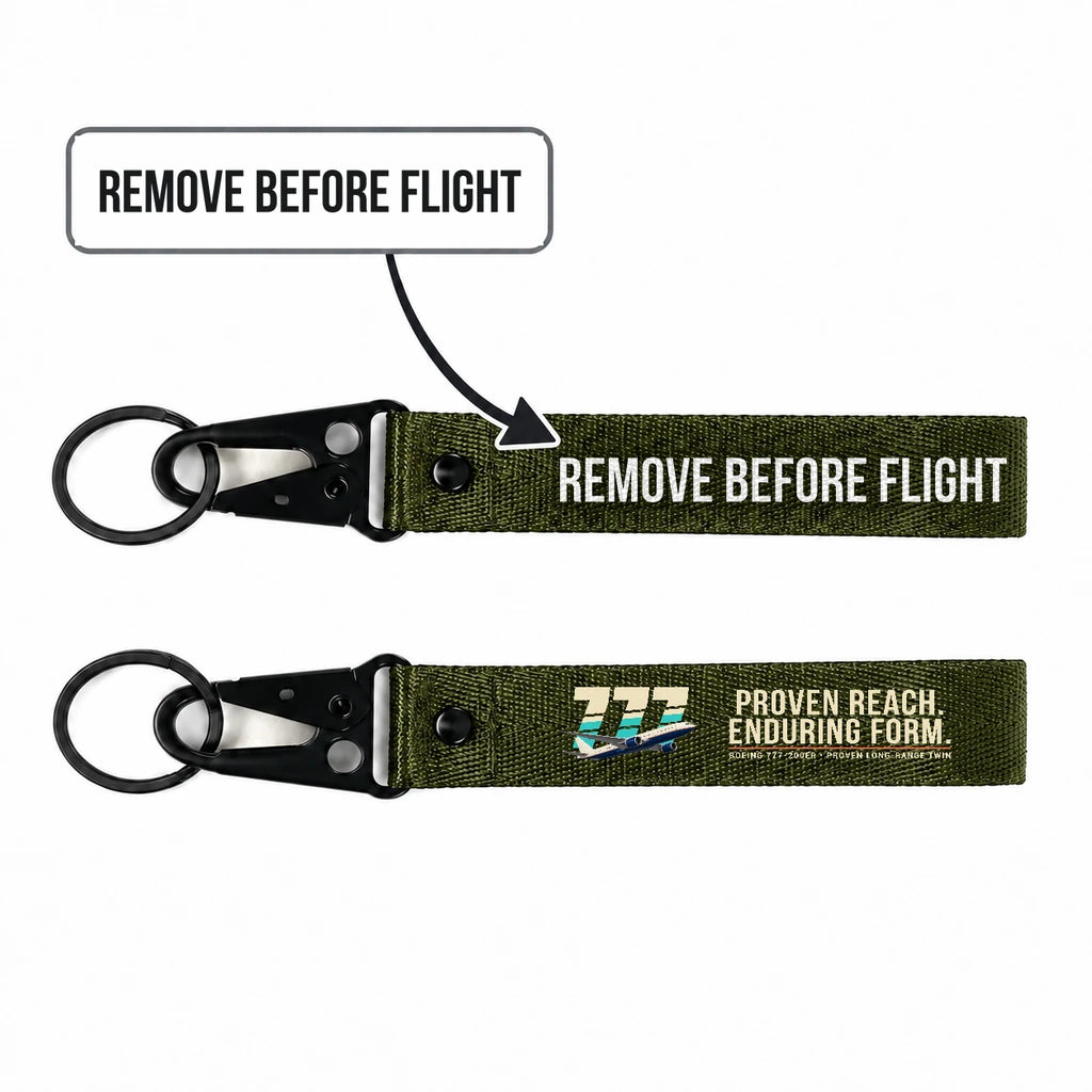 Boeing 777-200ER Hawk-Shaped Key Chains - Dark Green - Original - Remove Before Flight