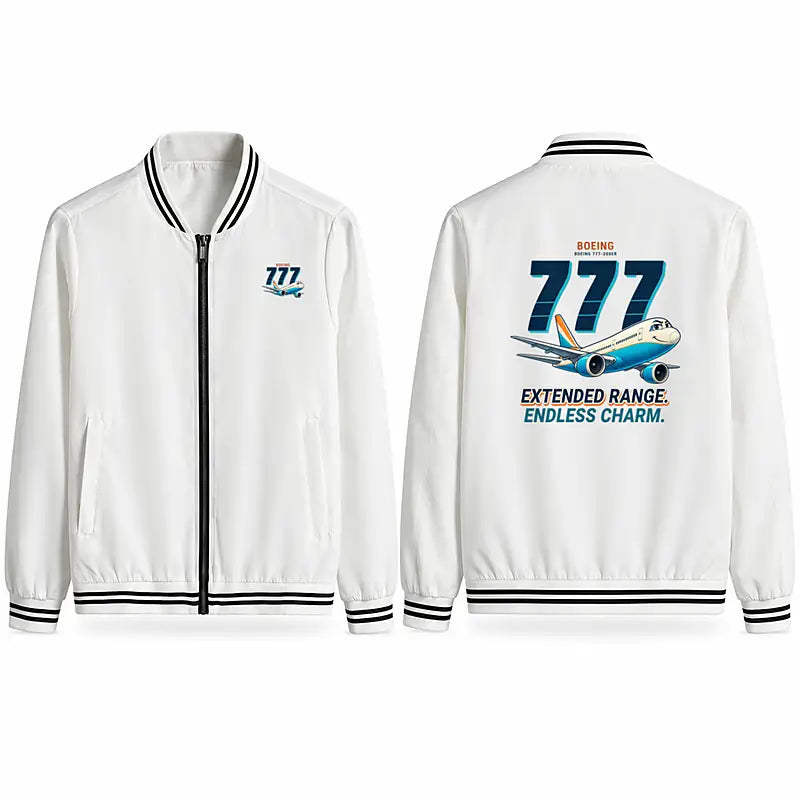 Boeing 777-200ER Stylish Jackets - Baseball Collar - Cartoon - White