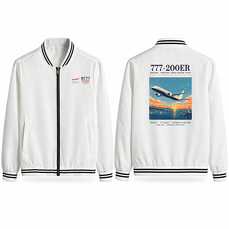 Boeing 777-200ER Stylish Jackets - Baseball Collar - Poster - White