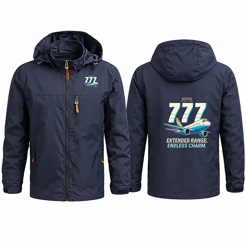Boeing 777-200ER Stylish Jackets - Hooded Windbreaker - Cartoon - Navy Blue