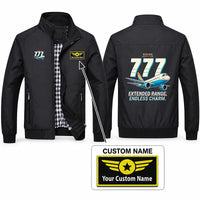 Thumbnail for Boeing 777-200ER Stylish Jackets - Stand Collar - Cartoon + Name - Black