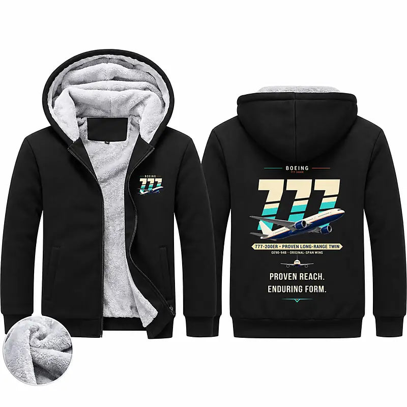 Boeing 777-200ER Zipped Sweatshirts - Original - Black