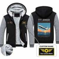 Thumbnail for Boeing 777-200ER Zipped Sweatshirts - Poster + Name - Black & Gray