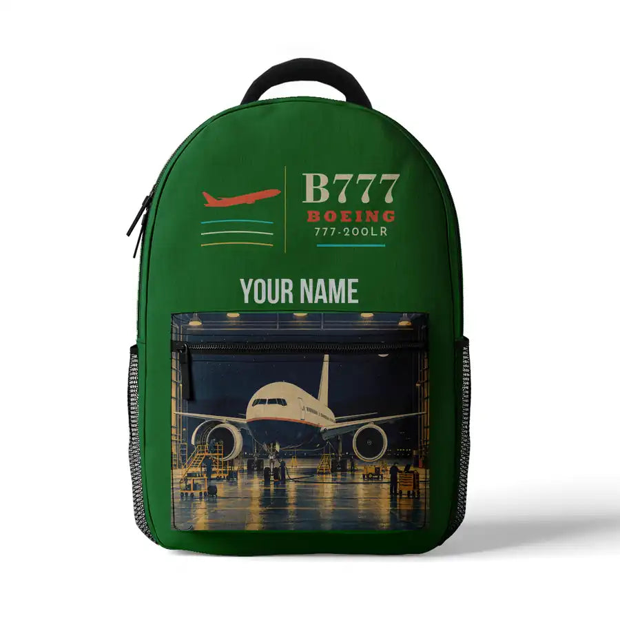Boeing 777-200LR - 3D Backpack - Green + Name