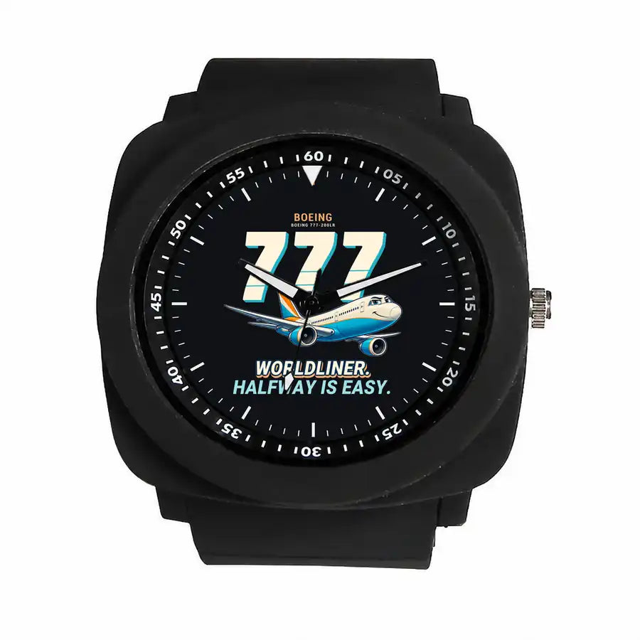 Boeing 777-200LR - Cartoon - Rubber Strap - Black