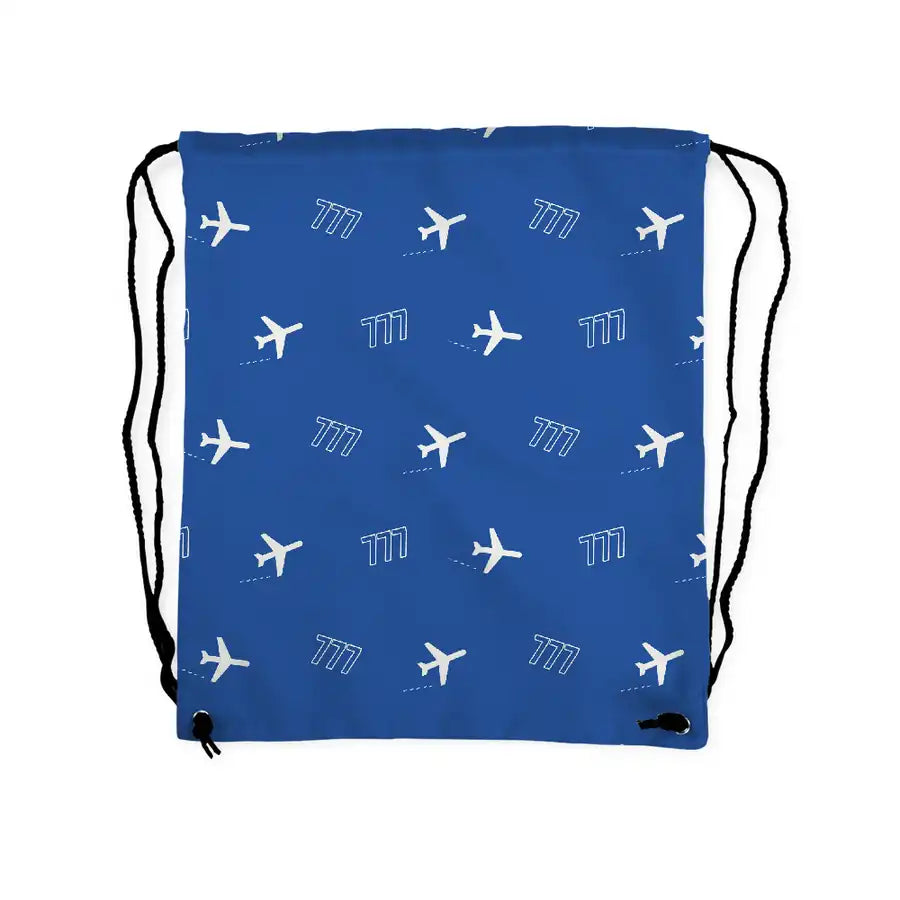 Boeing 777-200LR - Drawstring Bag - 3D Pattern - Blue