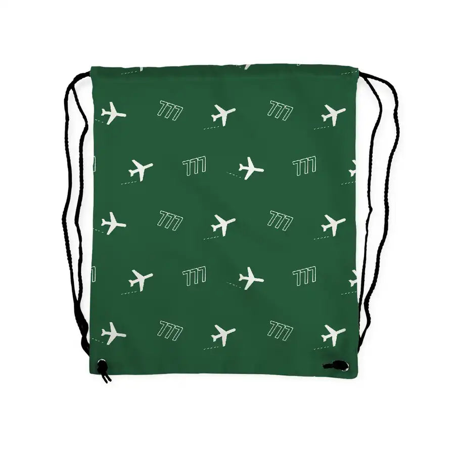 Boeing 777-200LR - Drawstring Bag - 3D Pattern - Green