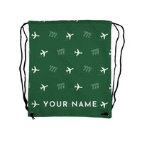 Thumbnail for Boeing 777-200LR - Drawstring Bag - 3D Pattern + Name - Green