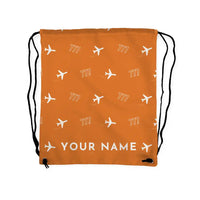 Thumbnail for Boeing 777-200LR - Drawstring Bag - 3D Pattern + Name - Orange