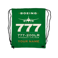 Thumbnail for Boeing 777-200LR - Drawstring Bag - Heritage + Name - Green