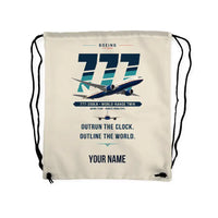 Thumbnail for Boeing 777-200LR - Drawstring Bag - Original + Name - Beige