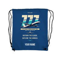 Thumbnail for Boeing 777-200LR - Drawstring Bag - Original + Name - Blue