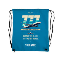 Thumbnail for Boeing 777-200LR - Drawstring Bag - Original + Name - Light Blue