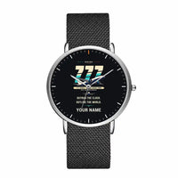 Thumbnail for Boeing 777-200LR - Original + Name - Slim Mesh - Silver and Black Stainless Steel Strap