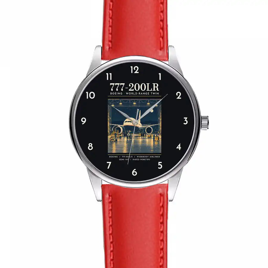 Boeing 777-200LR - Poster - Leather Strap - Red Leather Strap