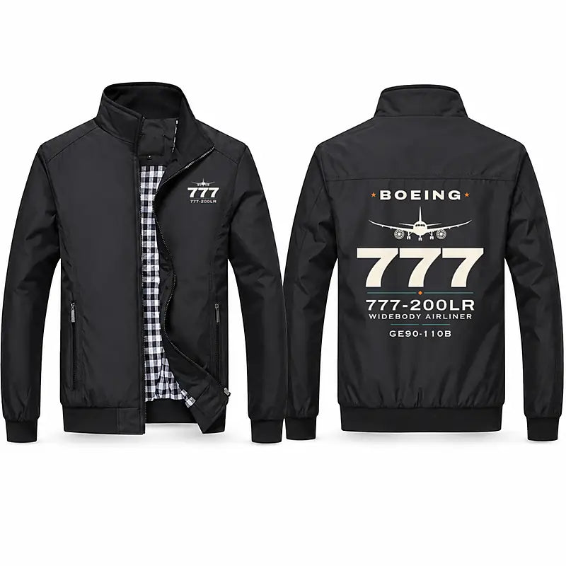 Boeing 777-200LR Stylish Jackets - Stand Collar - Heritage - Black