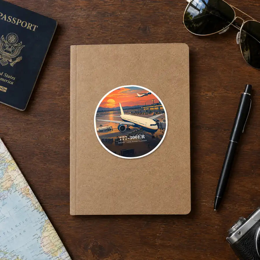 Boeing 777-300ER - 3D - Circle Sticker - Notebook