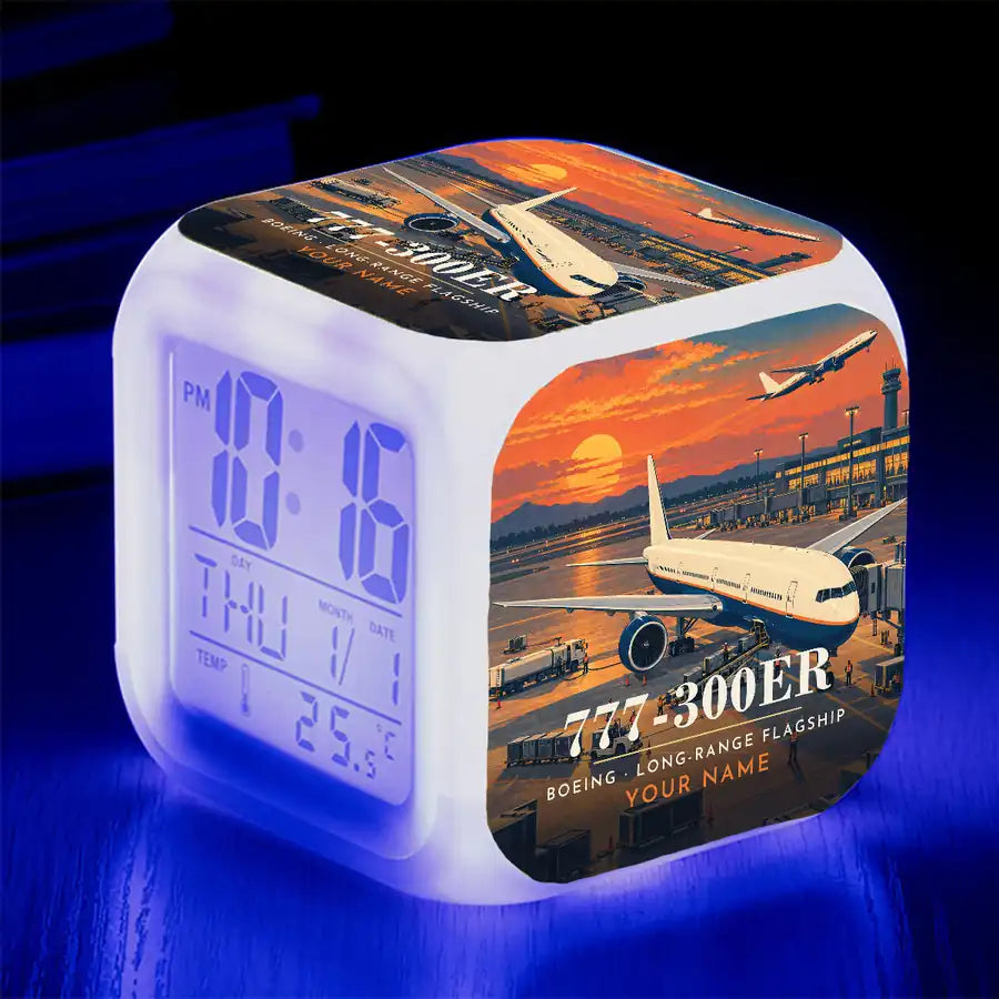 Boeing 777-300ER - 3D + Name - Alarm Clock