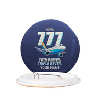Thumbnail for Boeing 777-300ER - Cartoon + Name - Pin - Navy Blue