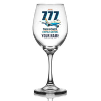 Thumbnail for Boeing 777-300ER - Cartoon + Name - Wine Glass