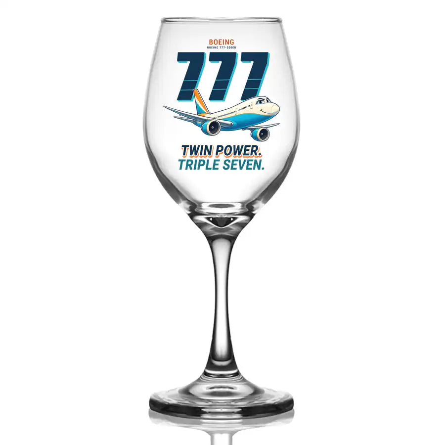 Boeing 777-300ER - Cartoon - Wine Glass