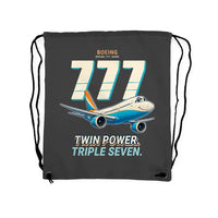 Thumbnail for Boeing 777-300ER - Drawstring Bag - Cartoon - Gray