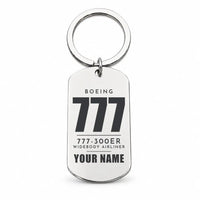 Thumbnail for Boeing 777-300ER - Key Chain - Tag + Name - Silver