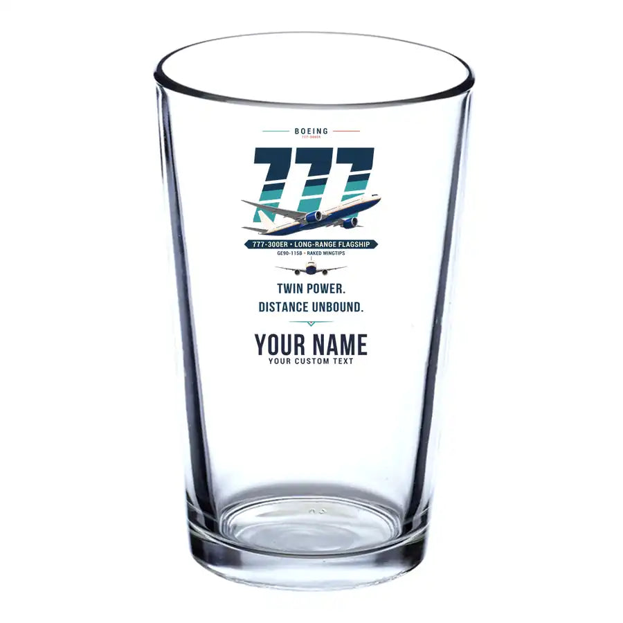 Boeing 777-300ER - Original + Name - Beer & Water Glass