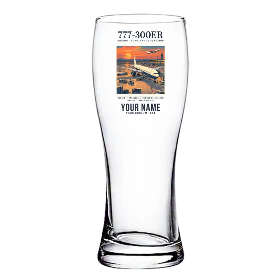 Boeing 777-300ER - Poster + Name - Pilsner Beer Glass