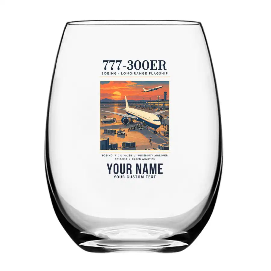 Boeing 777-300ER - Poster + Name - Water & Drink Glass