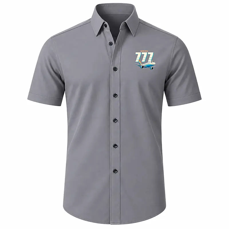 Boeing 777-300ER - Short Sleeve Shirt - Cartoon - Gray