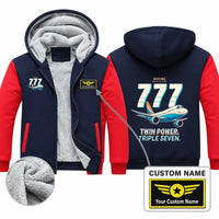 Thumbnail for Boeing 777-300ER Zipped Sweatshirts - Cartoon + Name - Navy & Red