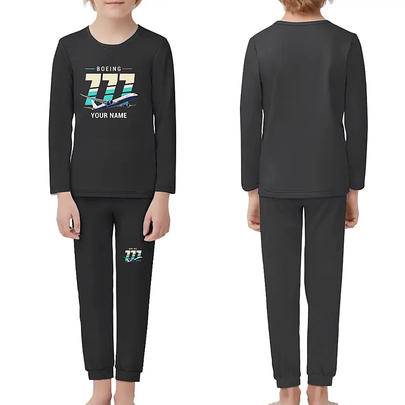 Boeing 777-9 - Children Pajamas - Original Chest + Name - Black