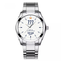 Thumbnail for Boeing 777-9 - Classic - White + Name - Stainless Steel Band - For Men