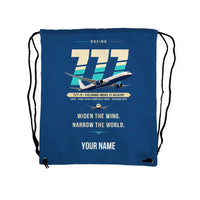 Thumbnail for Boeing 777-9 - Drawstring Bag - Original + Name - Blue