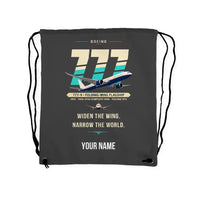 Thumbnail for Boeing 777-9 - Drawstring Bag - Original + Name - Gray