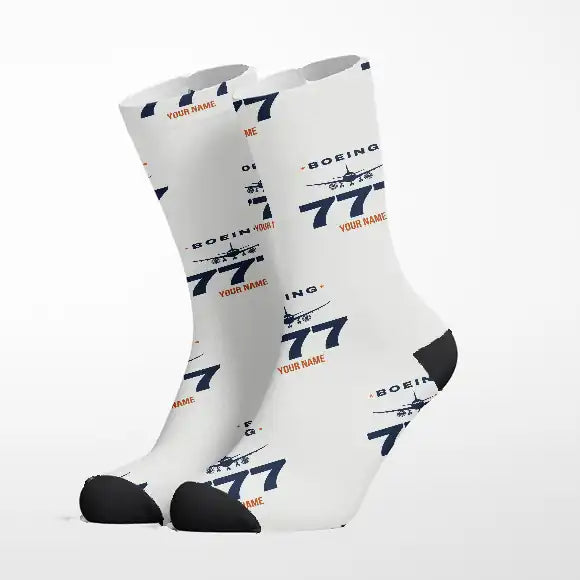 Boeing 777-9 - Heritage + Name - Socks - White