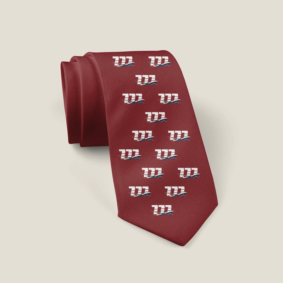 Boeing 777-9 - Original Pattern - Tie - Dark Red