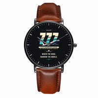 Thumbnail for Boeing 777-9 - Original - Slim Leather - Black and Brown Leather Strap