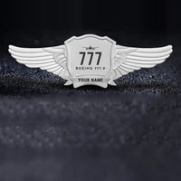 Thumbnail for Boeing 777-9 Pilot Wing Badge - Silver + Name