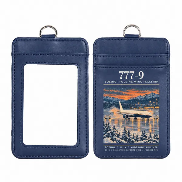 Boeing 777-9 - Poster - ID Card Holder - Navy Blue