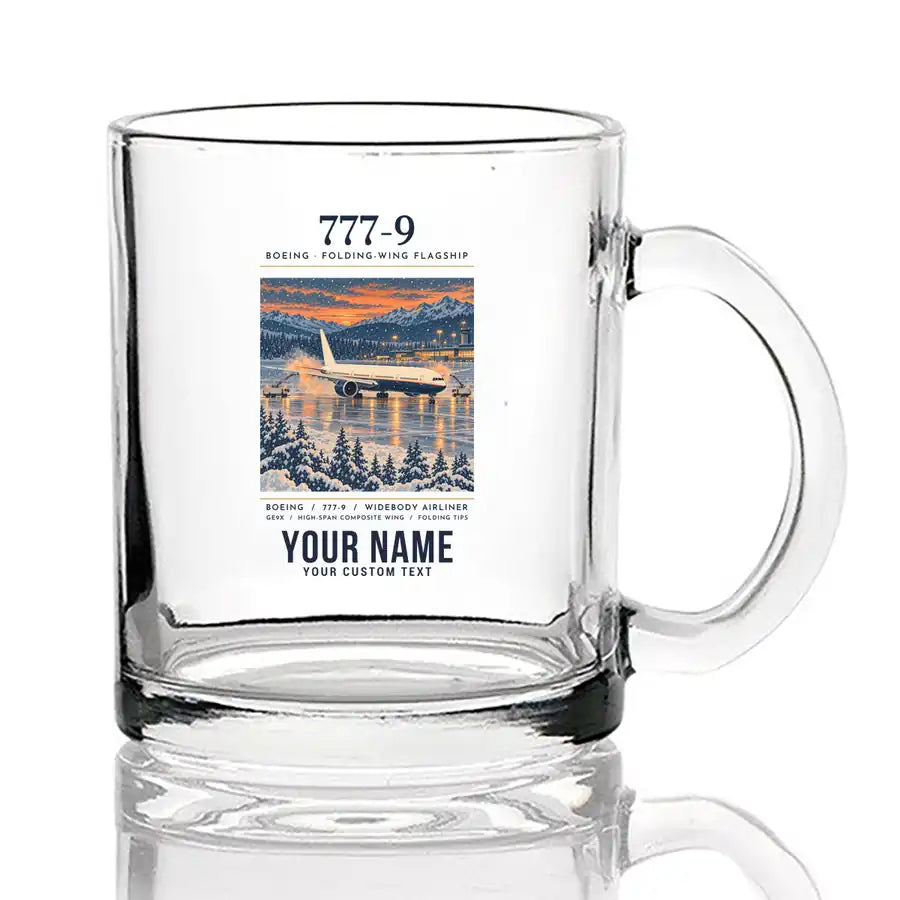 Boeing 777-9 - Poster + Name - Coffee & Tea Glass