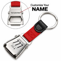 Thumbnail for Boeing 777-9 - Seat Belt Key Chain - Tag + Name - Red