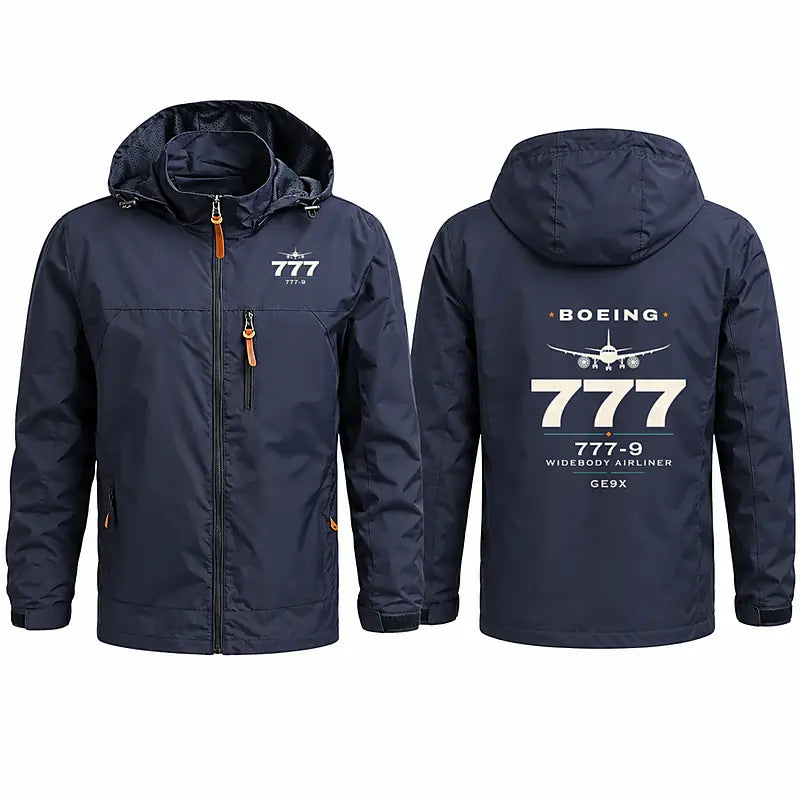 Boeing 777-9 Stylish Jackets - Hooded Windbreaker - Heritage - Navy Blue