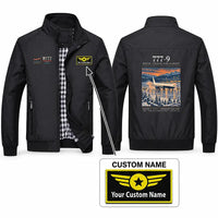 Thumbnail for Boeing 777-9 Stylish Jackets - Stand Collar - Poster + Name - Black